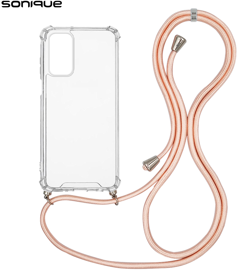 Θήκη Σιλικόνης με Κορδόνι Sonique Armor Clear Samsung Galaxy A15 4G / Galaxy A15 5G Ροζ Σατινέ