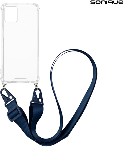 Θήκη Σιλικόνης με Strap Sonique Armor Clear Motorola Moto G32 Μπλε Σκούρο