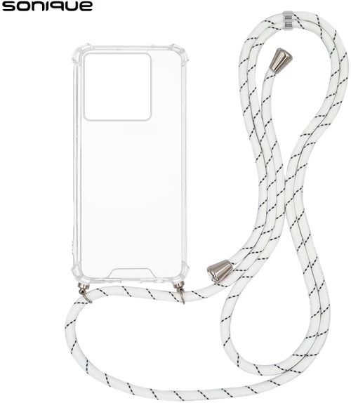 Θήκη Σιλικόνης με Κορδόνι Sonique Armor Clear Xiaomi Xiaomi 14T Pro Rainbow Λευκό