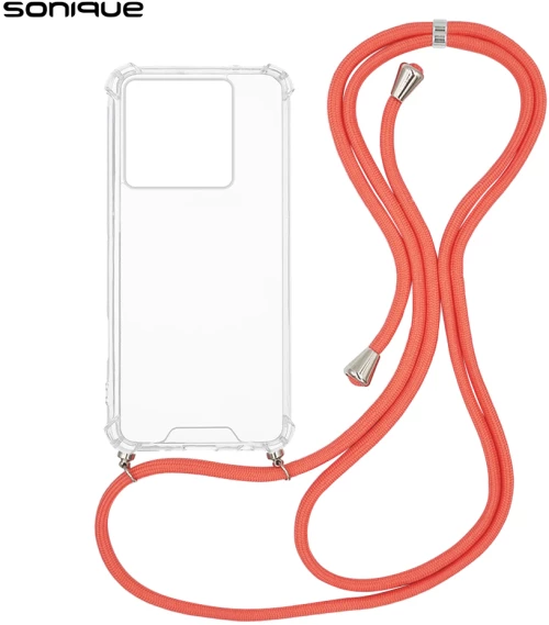 Θήκη Σιλικόνης με Κορδόνι Sonique Armor Clear Xiaomi Xiaomi 14T Pro Κοραλλί