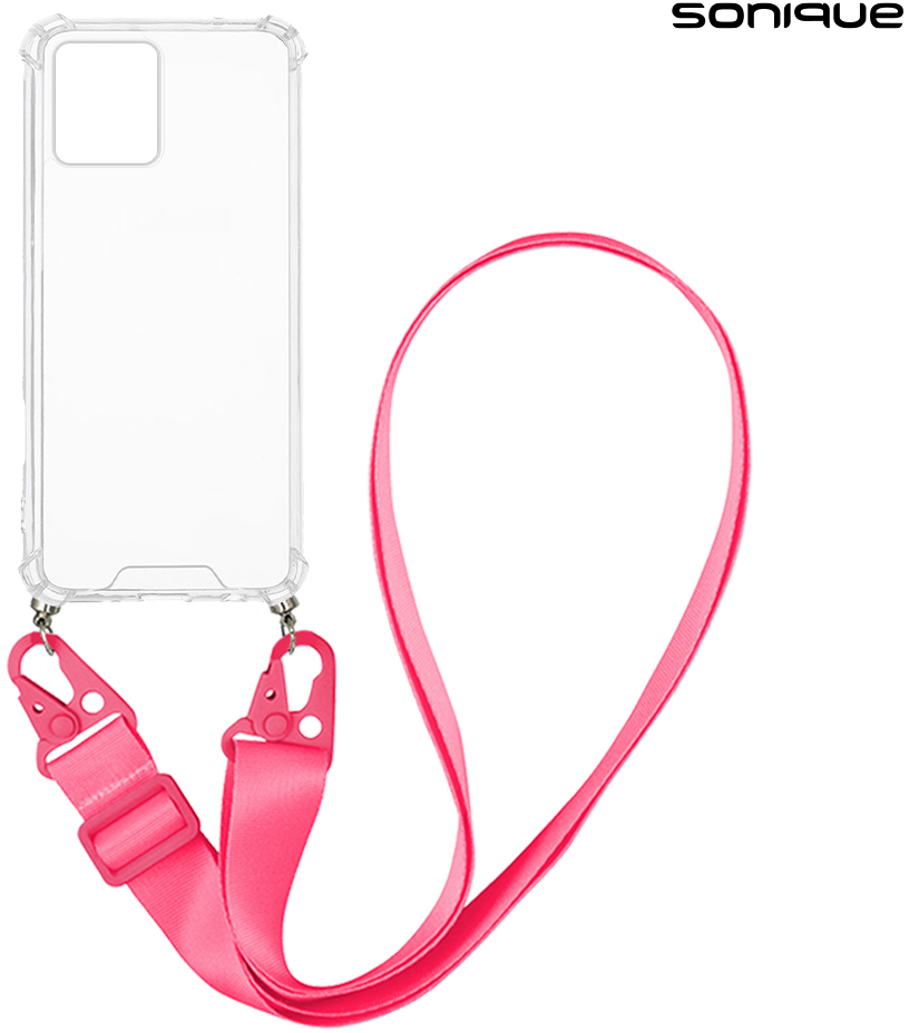 Θήκη Σιλικόνης με Strap Sonique Armor Clear Motorola Moto G72 Φουξ