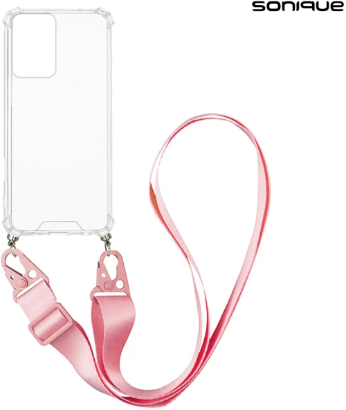 Θήκη Σιλικόνης με Strap Sonique Armor Clear Motorola Moto G35 5G Ροζ