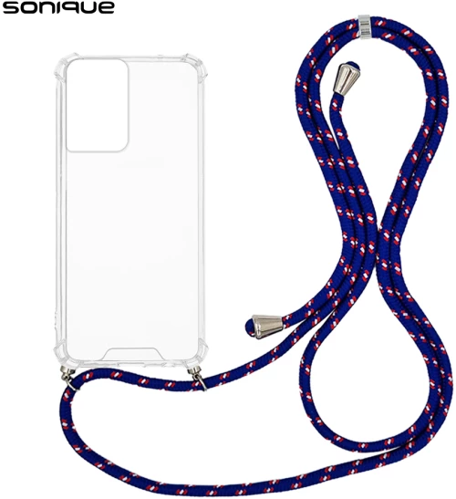 Θήκη Σιλικόνης με Κορδόνι Sonique Armor Clear Motorola Moto G85 5G Rainbow Μπλε