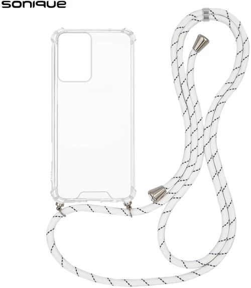 Θήκη Σιλικόνης με Κορδόνι Sonique Armor Clear Motorola Moto G35 5G Rainbow Λευκό