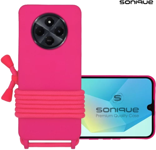 Θήκη Σιλικόνης με Κορδόνι CarryHang Sonique Xiaomi Redmi 14C 4G / Poco C75 4G / /Redmi A4 5G Φουξ