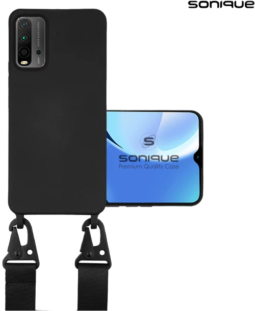 Θήκη Σιλικόνης με Strap CarryHang Sonique Xiaomi Poco M3 / Redmi 9T Μαύρο