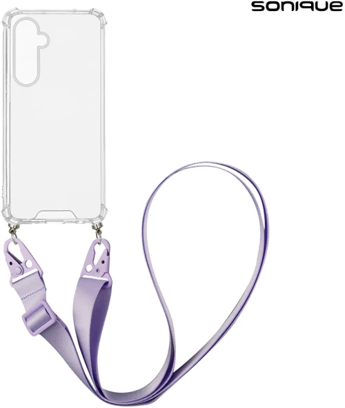 Θήκη Σιλικόνης με Strap Sonique Armor Clear Samsung Galaxy S25 Λιλά