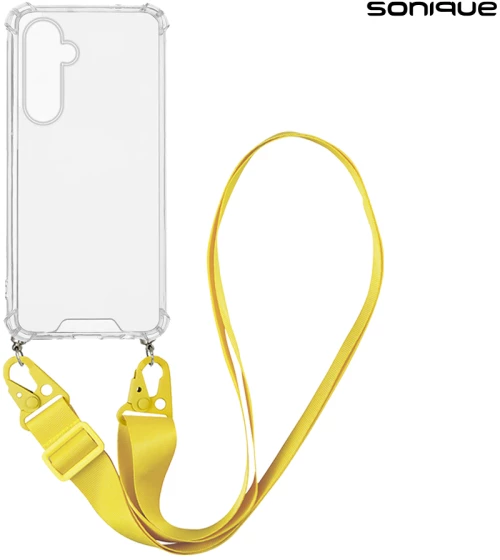 Θήκη Σιλικόνης με Strap Sonique Armor Clear Samsung Galaxy M35 5G Κίτρινο
