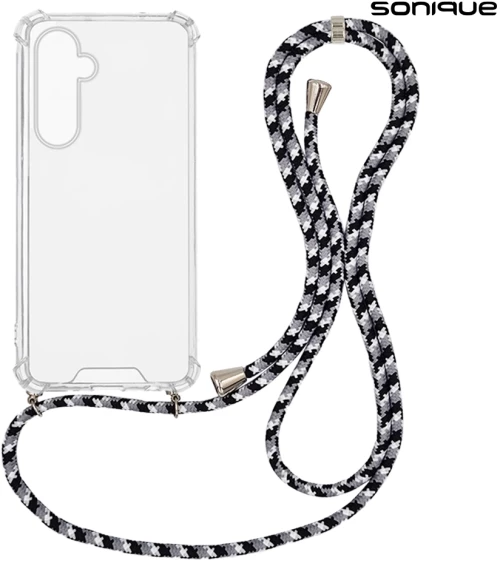 Θήκη Σιλικόνης με Κορδόνι Sonique Armor Clear Samsung Galaxy M35 5G Rainbow Μαύρο