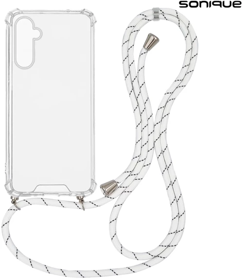 Θήκη Σιλικόνης με Κορδόνι Sonique Armor Clear Samsung Galaxy M15 5G Rainbow Λευκό