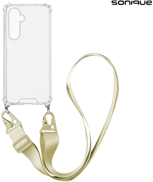 Θήκη Σιλικόνης με Strap Sonique Armor Clear Samsung Galaxy S24 FE Μπεζ