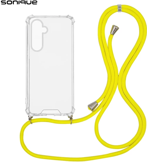 Θήκη Σιλικόνης με Κορδόνι Sonique Armor Clear Samsung Galaxy S24 FE Κίτρινο