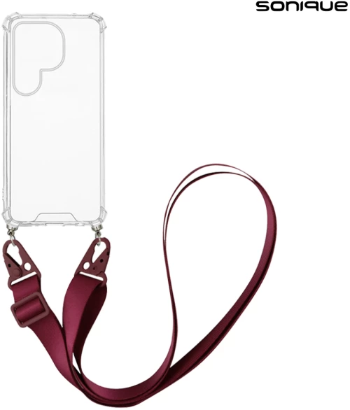 Θήκη Σιλικόνης με Strap Sonique Armor Clear Samsung Galaxy S25 Ultra Μπορντώ