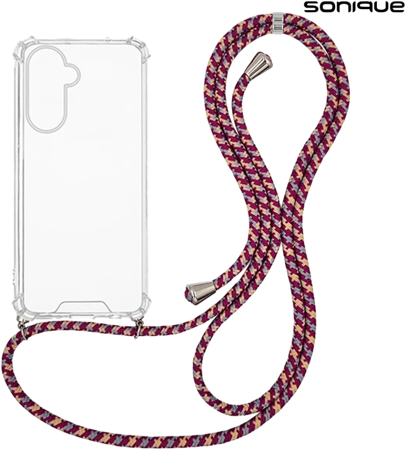 Θήκη Σιλικόνης με Κορδόνι Sonique Armor Clear Samsung Galaxy A56 5G Rainbow Μπορντό
