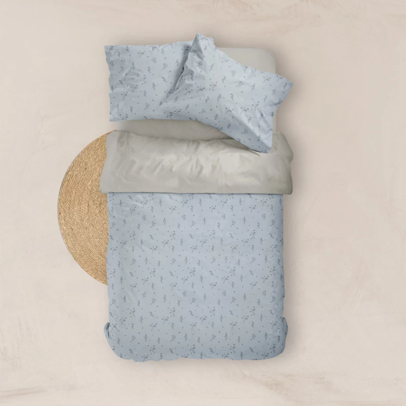Σεντόνια Εμπριμέ Σετ Campanula Υπέρδιπλα Borea Home Textiles - Σιέλ