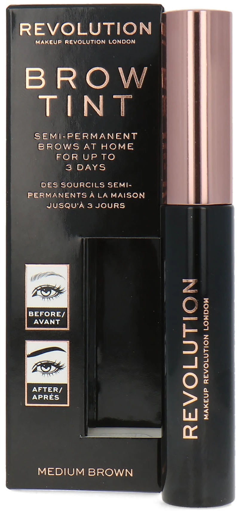 Makeup Revolution, Brow Tint, Eyebrow Gel, Medium Brown, 6 ml