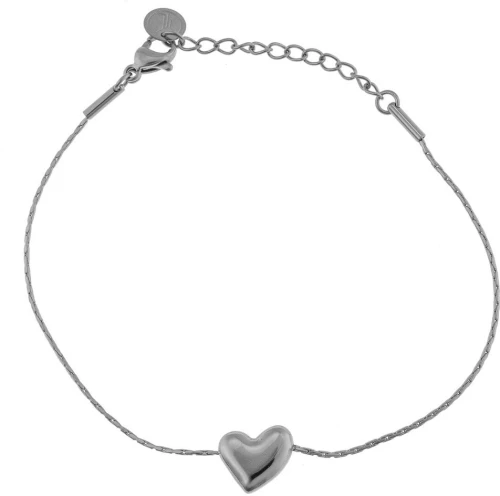 Βραχιόλι Αλυσίδα Ατσάλι Με Σχέδιο Καρδια 55-0253 Ασημί Ασημί