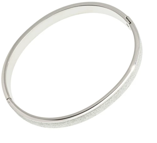 Βραχιόλι Ατσάλι Xειροπέδα Με Σχέδιο 23-0013 Ασημί Ασημί