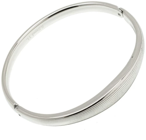 Βραχιόλι Ατσάλι Xειροπέδα Με Σχέδιο 23-0105 Ασημί Ασημί