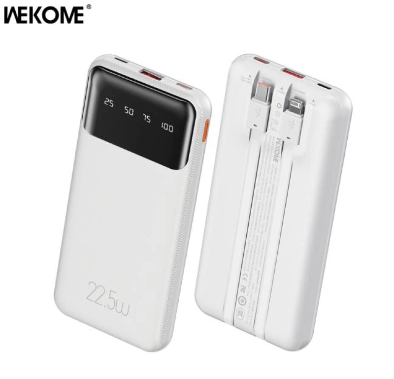 Power Bank WK 10000mAh 22,5W PDx1 & QC3.0x1 White WP-63