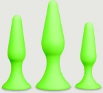 Σετ Πρωκτικές Φωσφοριζέ Σφήνες Σιλικόνης Glow In The Dark Silicone Butt Plug Set - Πράσινο