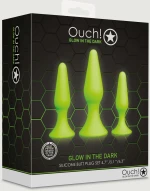 Σετ Πρωκτικές Φωσφοριζέ Σφήνες Σιλικόνης Glow In The Dark Silicone Butt Plug Set - Πράσινο