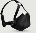 Μάσκα με Φίμωτρο & Δέσιμο Head Harness with Mouth Cover & Solid Ball Gag - Μαύρο