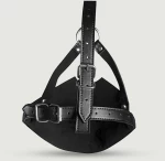Μάσκα με Φίμωτρο & Δέσιμο Head Harness with Mouth Cover & Solid Ball Gag - Μαύρο