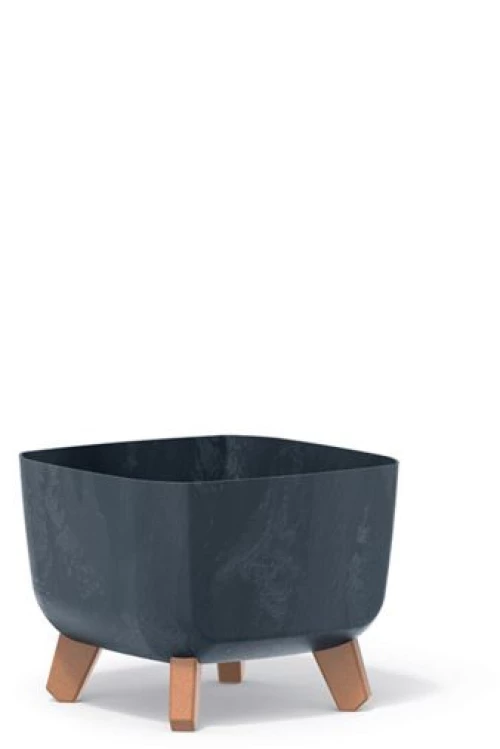 PROSPERPLAST Gracia Eco Wood DGQL240W Γλάστρα Τετράγωνη με ποδαράκια - 24x24x18,7Ycm