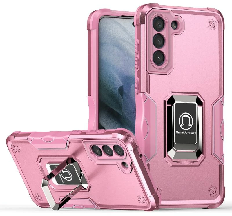 Για Samsung Galaxy S21 FE 5G Ring Holder αντιολισθητική θήκη τηλεφώνου θωράκισης (ροζ)