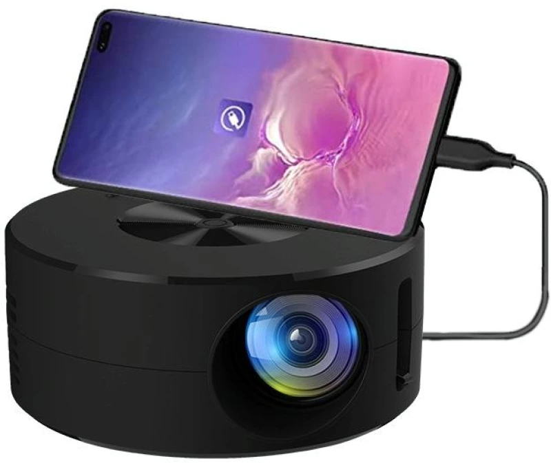 YT200 320 X 180P LED HD μίνι βιντεοπροβολέας USB Powered Υποστήριξη ενσύρματης σύνδεσης Οθόνη τηλεφώνου (μαύρο)