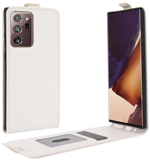 Για Samsung Galaxy Note20 Ultra 5G R64 Υφή Single κάθετη Flip δέρμα προστατευτική θήκη με υποδοχές για κάρτες & πλαίσιο φωτογραφιών (λευκό)