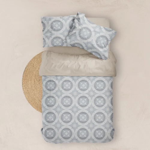 Σετ Σεντόνια Υπέρδιπλα (240x260) Asteras Γκρι βαμβακερά Borea