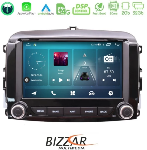 Bizzar Fiat 500L 8core Android14 2+32GB Navigation Multimedia Deckless 7″ με Carplay/AndroidAuto (OEM Style)