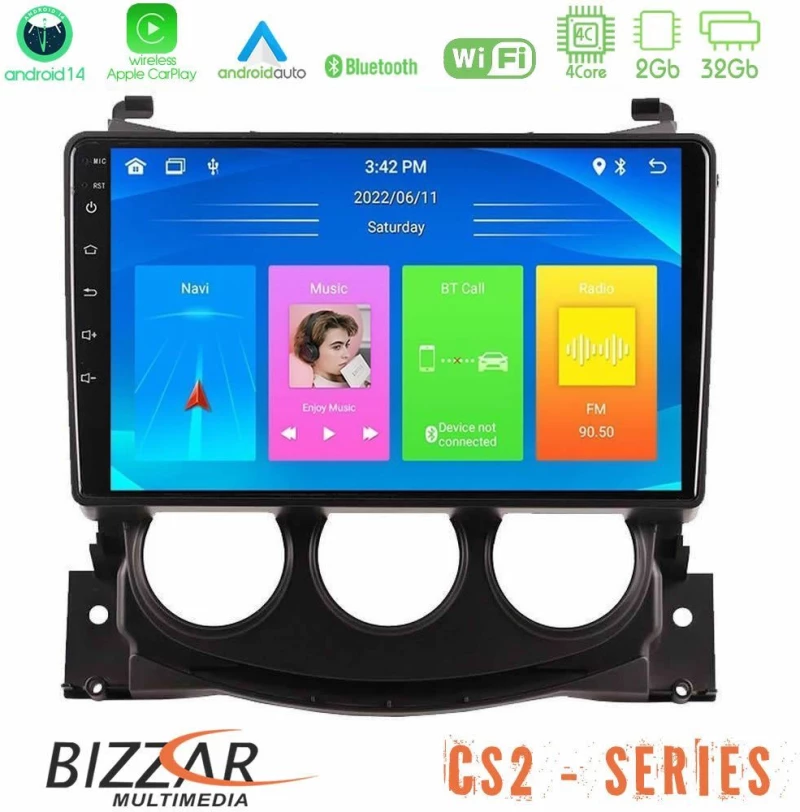 Bizzar CS2 Series 4Core Android14 2+32GB Nissan 370Z 2009-2013 Navigation Multimedia Tablet 9″ Με Carplay & Android Auto