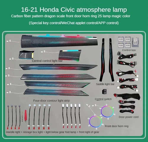DIQ AMBIENT HONDA CIVIC mod.2016-2021 FULLKIT (Digital iQ Ambient Light Honda Civic mod. 2016-2021, 23 Lights)