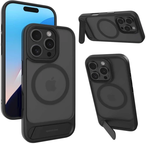 Θήκη iPhone 16 Pro Spacecase Stand Pro Mag Σκληρή με MagSafe & KickStand - Black (5905719112356)