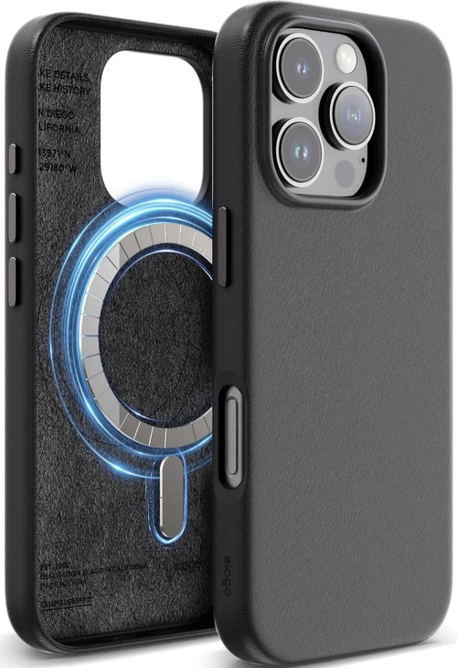 Θήκη iPhone 16 Pro Elago Magnetic Leather από Vegan Δέρμα με MagSafe - Black (ES16MSLE63PRO-BK)