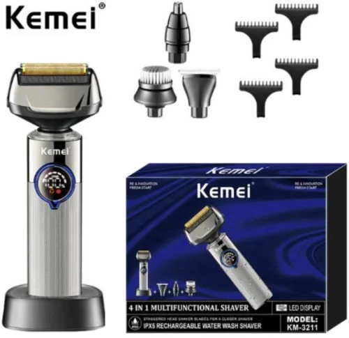 Kemei Επαγγελματική Επαναφορτιζόμενη Ξυριστική Μηχανή Προσώπου KM-3211
