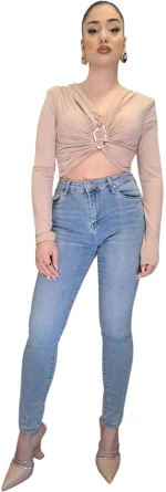 Cropped Τοπ με Χρυσή Μεταλλική Δέστρα ΜΠΕΖ