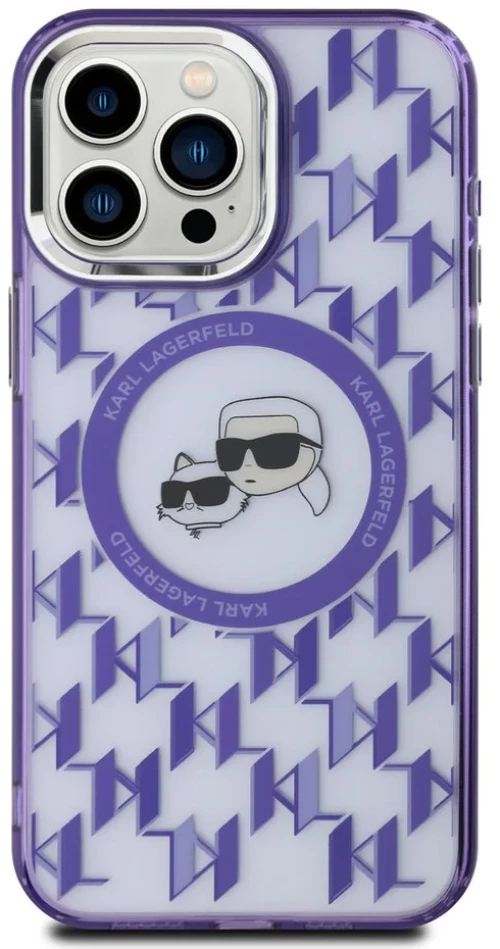 Karl Lagerfeld iPhone 16 Pro Max Back cover case - Magsafe IML metal monogram kc - Purple -(KLHMP16XHMCKMHU)