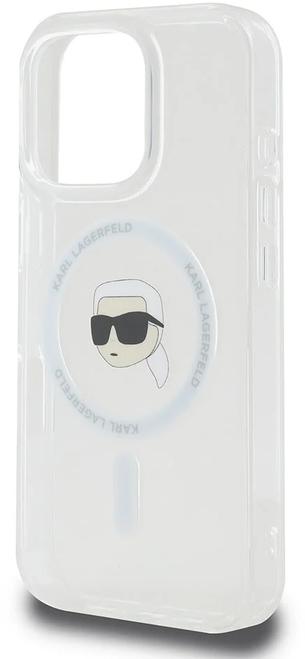 Karl Lagerfeld iPhone 16 Pro Back cover case - Magsafe IML metal KC heads - White - (KLHMP16LHLSKIH)