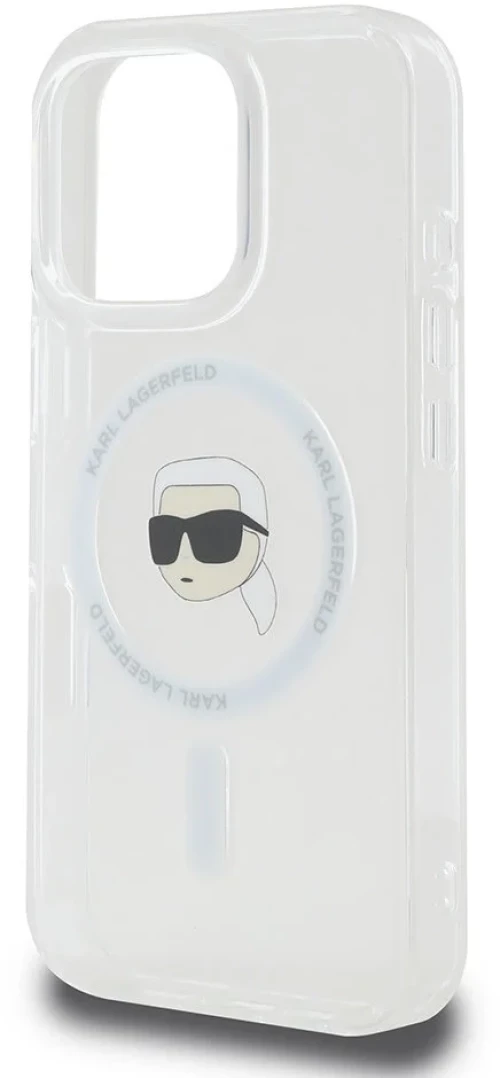 Karl Lagerfeld iPhone 16 Pro Back cover case - Magsafe IML metal KC heads - White - (KLHMP16LHLSKIH)