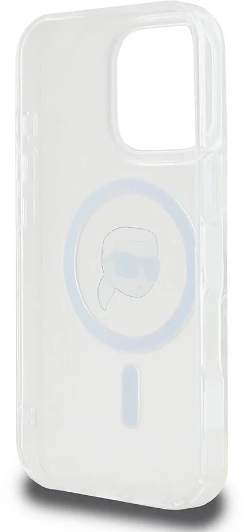 Karl Lagerfeld iPhone 16 Pro Back cover case - Magsafe IML metal KC heads - White - (KLHMP16LHLSKIH)