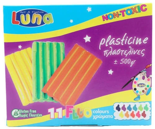 Πλαστελίνη Luna11 Χρωμάτων 500γρ.FLUO