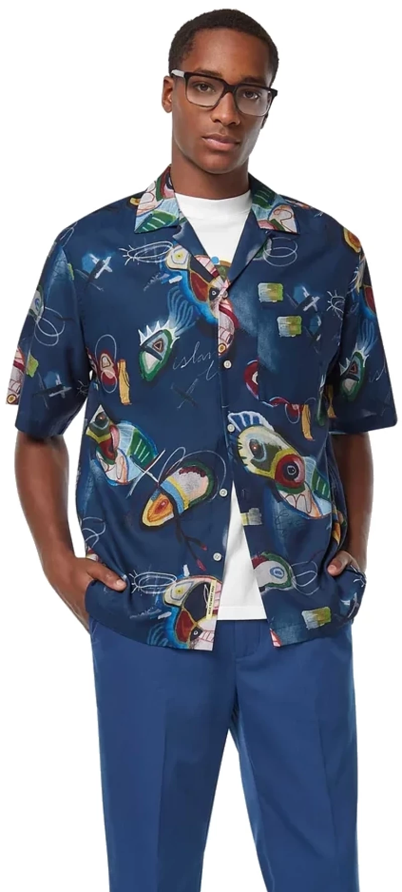 Scotch& Soda Man Short Sleeve Relaxed Fit Tencel Shirt