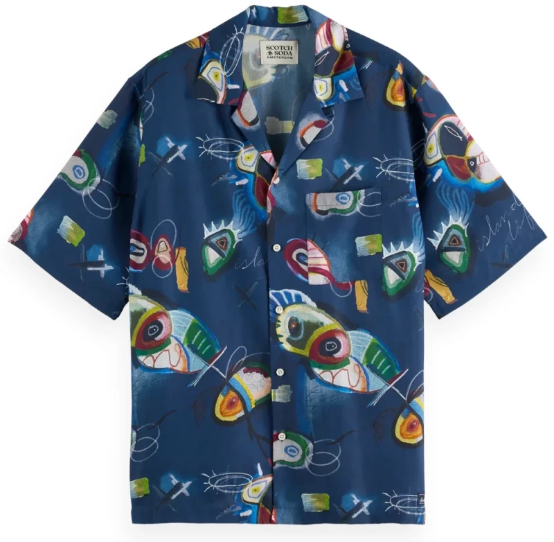 Scotch& Soda Man Short Sleeve Relaxed Fit Tencel Shirt