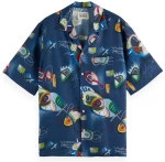 Scotch& Soda Man Short Sleeve Relaxed Fit Tencel Shirt