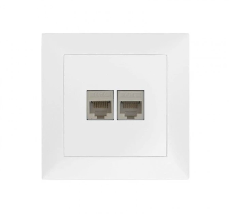Πρίζα Δικτύου RJ45 Κατηγορία 6 Διπλή Πλήρης Lumen 15-02000 Λευκό