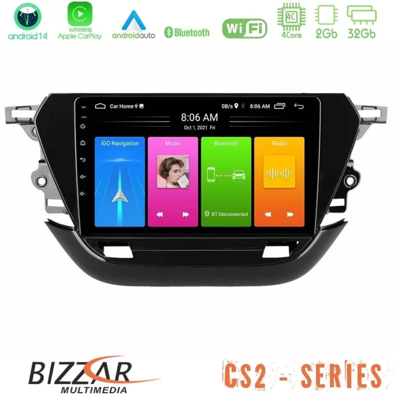 Bizzar CS2 Series 4Core Android14 2+32GB Opel Corsa F 2019-2023 Navigation Multimedia Tablet 9" Με Carplay & Android Auto U-CS2-OP1740